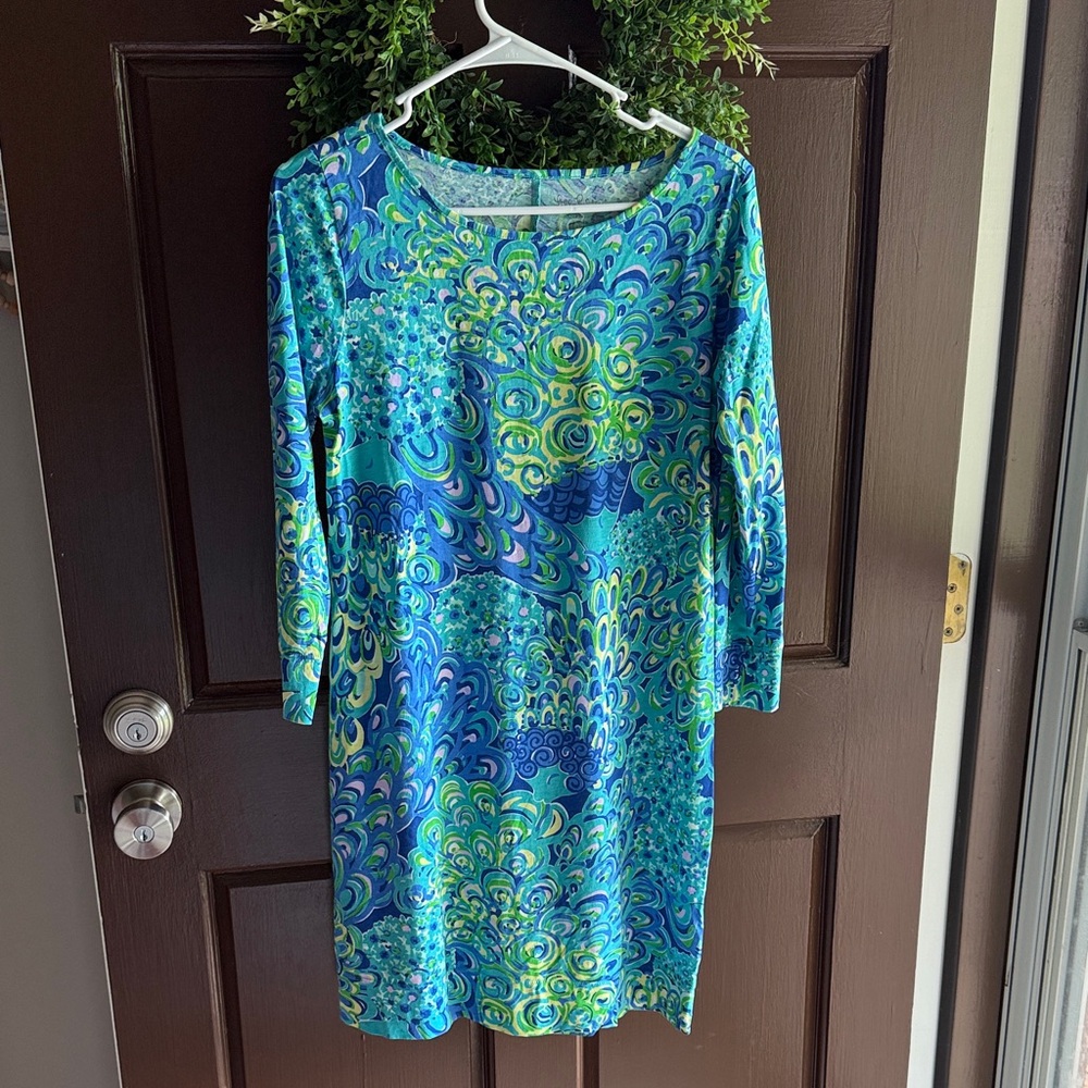 Lilly Pulitzer Blue and Green Long Sleeve Dress
